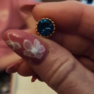 Gold-Trim Blue Crystal Qudo Topper Women's Jewelry